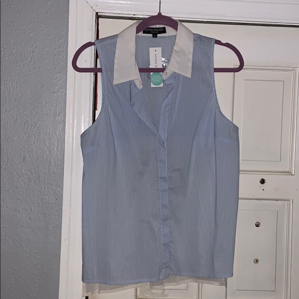Stitch fix Stripped women’s shirt with mesh back.